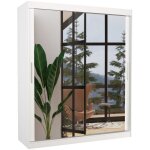 Les tendances - armoire de chambre blanche 2 portes coulissantes avec miroir toraz 180cm