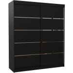 Les tendances - armoire de chambre  coucher 2 portes coulissantes noir et alu pimka 180cm