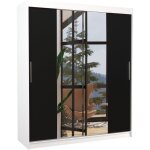 Les tendances - armoire de chambre à coucher blanche 2 portes coulissantes noir et miroir dally 180cm ... Les tendances - armoire de chambre à coucher blanche 2 portes coulissantes noir et miroir dally 180cm ...