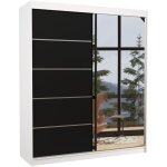 Les tendances - armoire de chambre design blanche 2 portes coulissantes bois noir et alu avec miroir ... Les tendances - armoire de chambre design blanche 2 portes coulissantes bois noir et alu avec miroir ...
