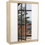 Les tendances - armoire de chambre naturel 2 portes coulissantes bois blanc et miroir zomka 150cm Les tendances - armoire de chambre naturel 2 portes coulissantes bois blanc et miroir zomka 150cm