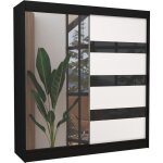 Les tendances - armoire de chambre noire 1 porte blanche et noire laque 1 porte miroir voka - 3 tailles ...