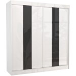 Les tendances - armoire de chambre  portes coulissantes bois blanc mat et noir laqu karola - 3 tailles ...