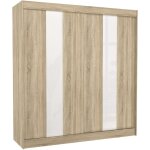 Les tendances - armoire de chambre à portes coulissantes bois clair mat et blanc laqué karola - 3 tailles ... Les tendances - armoire de chambre à portes coulissantes bois clair mat et blanc laqué karola - 3 tailles ...