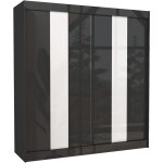 Les tendances - armoire de chambre  portes coulissantes bois noir mat et blanc laqu karola - 3 tailles ...