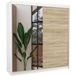 Les tendances - armoire moderne blanche avec 2 portes coulissantes 1 naturel 1 miroir davia 200cm Les tendances - armoire moderne blanche avec 2 portes coulissantes 1 naturel 1 miroir davia 200cm