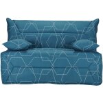 Les tendances - banquette bz 140x190 tissu graphique bleu matelas 12cm city essentiel Les tendances - banquette bz 140x190 tissu graphique bleu matelas 12cm city essentiel