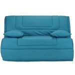 Les tendances - banquette bz tissu matelas bultex 12cm 140x190 bounty - bleu turquoise
