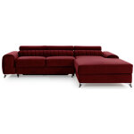 Les tendances - canap� d'angle convertible velours t�ti�re r�glables grenky - coffre, pieds acier chrom� ...