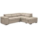 Les tendances - canap d'angle en microfibre avec 2 poufs et 1 coffre selina - beige - angle droit