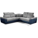 Les tendances - canap� d'angle r�versible et convertible velours neo - pieds acier chrom� - bleu / gris ...