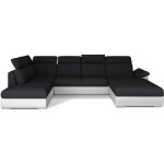 Les tendances - canapé convertible panoramique levano tissu et simili cuir, têtières - blanc / noir - ... Les tendances - canapé convertible panoramique levano tissu et simili cuir, têtières - blanc / noir - ...