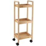 Desserte sur roulettes 3 etageres bambou mdf - bambou tendance