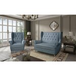 Les tendances - ensemble canapé bergère lizzi ? 1 canapé et 1 fauteuil - bleu clair Les tendances - ensemble canapé bergère lizzi ? 1 canapé et 1 fauteuil - bleu clair