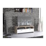 Les tendances - finlandek meuble tv helppo contemporain blanc mat et decor chene - l 95 cm