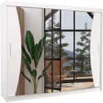 Les tendances - grande armoire de chambre à coucher 3 portes coulissantes blanches et miroir douko 250cm ... Les tendances - grande armoire de chambre à coucher 3 portes coulissantes blanches et miroir douko 250cm ...
