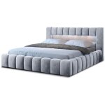 Les tendances - lit coffre luto prestige - design tapiss velours et led - gris clair - 140x200