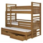 Les tendances - lit superposé 3 couchages avec 2 tiroirs de rangement bois oak 90x200 niko Les tendances - lit superposé 3 couchages avec 2 tiroirs de rangement bois oak 90x200 niko