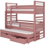 Les tendances - lit superposé 3 couchages avec 2 tiroirs de rangement rose 90x200 niko Les tendances - lit superposé 3 couchages avec 2 tiroirs de rangement rose 90x200 niko