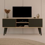 Les tendances - meuble tv 2 portes 120x35x55, 2 cm noir et chêne - cisko Les tendances - meuble tv 2 portes 120x35x55, 2 cm noir et chêne - cisko