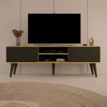 Les tendances - meuble tv 2 portes 160x35x55, 2 cm noir et chne - cisko