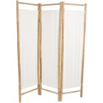 Tendance - paravent pliable bambou et 3 panneaux tissu - bambou blanc Tendance - paravent pliable bambou et 3 panneaux tissu - bambou blanc
