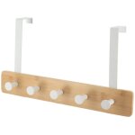 Tendance - patere bambou metal 5 crochets - bambou blanc