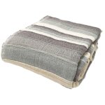 Tendance perso - plaid jet� de canap� / jet� de lit tiss� - akola - 220x240 cm - gris - 100% coton - ...