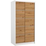 Les tendances - petite armoire de chambre blanche 2 portes coulissantes en bois artisan rika 100cm