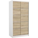 Les tendances - petite armoire de chambre blanche 2 portes coulissantes en bois clair rika 100cm Les tendances - petite armoire de chambre blanche 2 portes coulissantes en bois clair rika 100cm