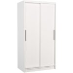 Les tendances - petite armoire de chambre  coucher blanche 2 portes coulissantes kilane 100cm