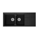 Stradour evier cuisine a encastrer 2 bacs + 1 egouttoir aloa - resine - 116 x 50 cm - noir Stradour evier cuisine a encastrer 2 bacs + 1 egouttoir aloa - resine - 116 x 50 cm - noir