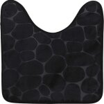 Tapis contour wc memoire de forme microfibre galet 45x50 cm - noir tendance