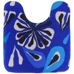 Tapis contour wc en microfibre 45 x 50 cm d�co signature bleu et blanc - tendance