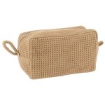Trousse a maquillage coton nid d abeille - caramel tendance