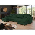 Tendencio - canap� d'angle convertible alon velours c�tel� vert