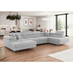 Tendencio - canap d'angle convertible annio u gris clair