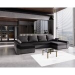 Tendencio - canap d'angle convertible delio u gris / noir