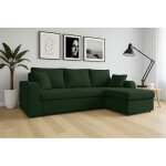 Tendencio - canap� d'angle convertible hellia en velours c�tel� vert