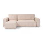 Tendencio - canap d'angle convertible piani l en velours ctel beige
