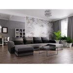 Tendencio - canap d'angle panoramique convertible nolatio u gris / noir