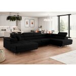 Tendencio - canapé d'angle panoramique denvi en u en velours côtelé noir Tendencio - canapé d'angle panoramique denvi en u en velours côtelé noir