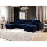 Tendencio - canap� d'angle panoramique mosia en u - tissu doux bleu