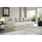 Tendencio - canap� droit 4 places caldero avec double m�ridienne - assise profonde - velours c�tel� beige ...