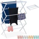 Relaxdays - tendoir � linge, pliable, 11 barres, tancarville peu encombrant, h x l x p : 105 x 74 x 37 ...