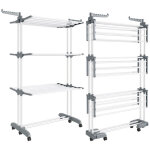 Tendoir � linge, s�choir mobile � 4 niveaux, avec roulettes, pliable, 63, 5 x 125, 5 x 173 cm, grande ...