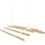 Tendoir de plafond avec syst�me de poulies couleur ivoire et 6 lattes en bois de 1, 2 m capacit� de charge ...