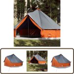 Tente familiale tipi 12 personnes gris et orange impermable - tente famille - tente camping - tente ...