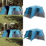 Vidaxl - tente familiale tunnel 16 personnes bleu impermable - tente famille - tente tunnel - tente ...