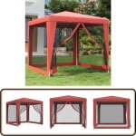 Tente de f�te avec 4 parois lat�rales en maille rouge 2. 5x2. 5 m - tents de jardin - tentes �v�nementielles ...